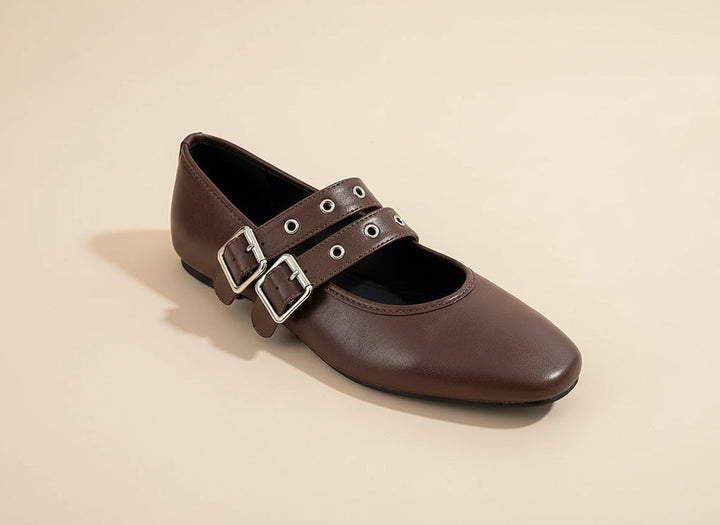 Ivy | Double Buckle Flats