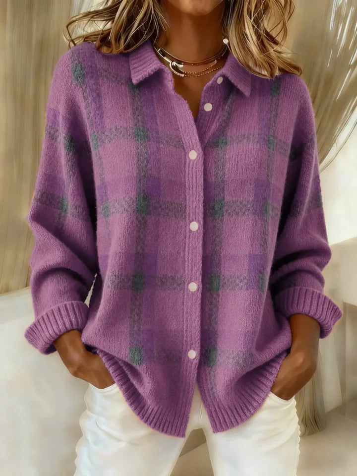 Vintage Check Knit Sweater – Soft, Warm & Effortlessly Stylish