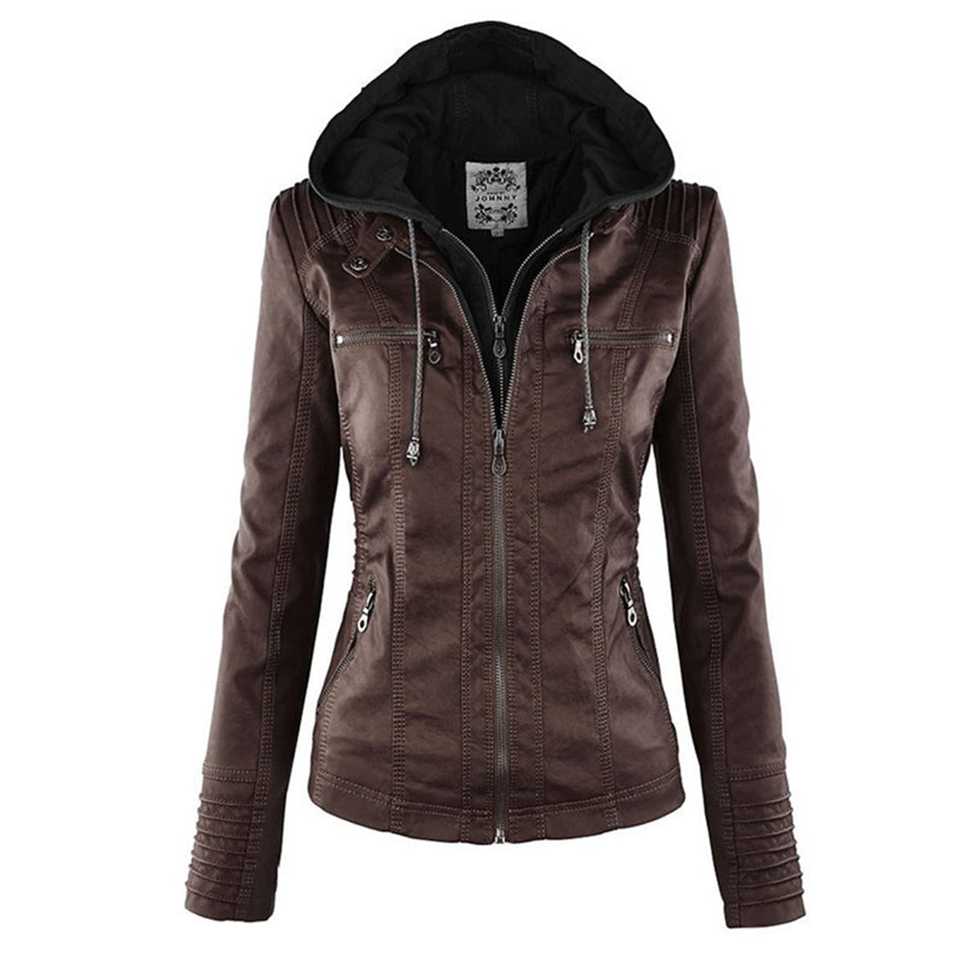 Elora | Chic Hooded Leather Jacket