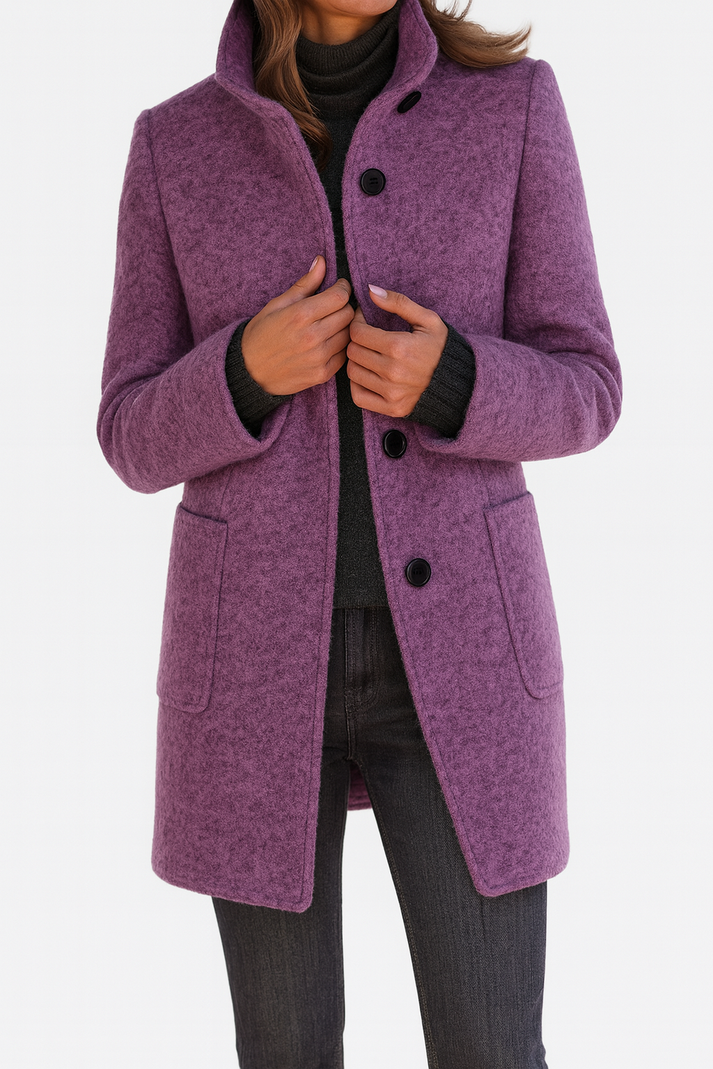 Freya™ | High Collar Jacket in Wool Blend