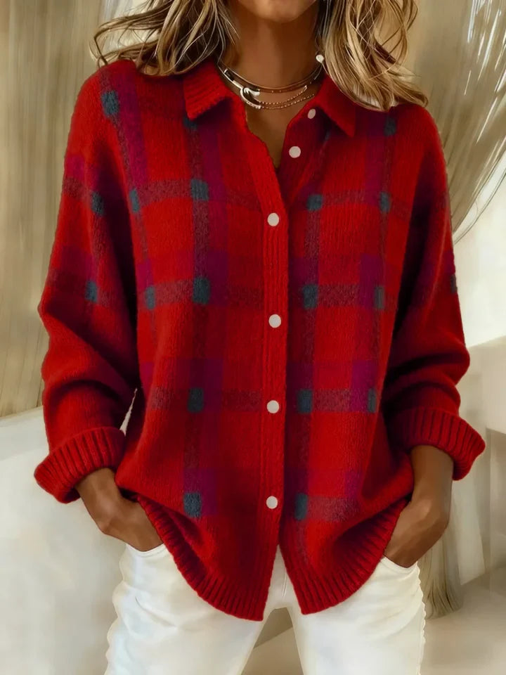 Vintage Check Knit Sweater – Soft, Warm & Effortlessly Stylish